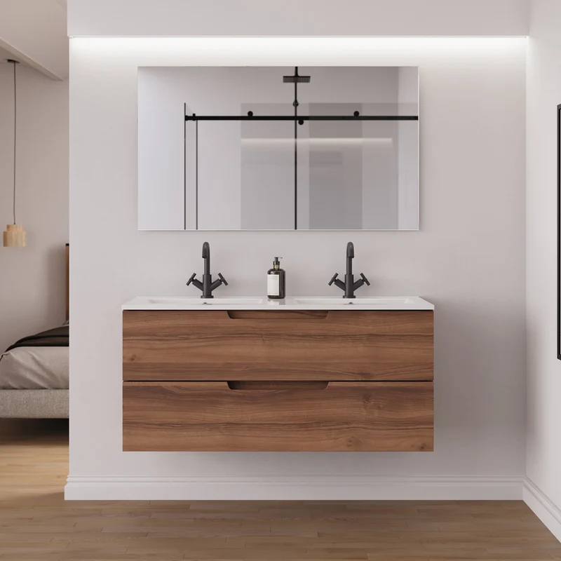 Meuble de salle de bain 120 cm double vasque - 2 tiroirs - SONRIZA