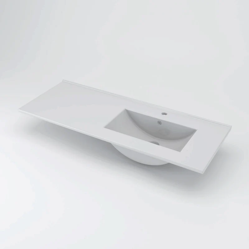 Plan simple vasque déportée droite en céramique 120cm