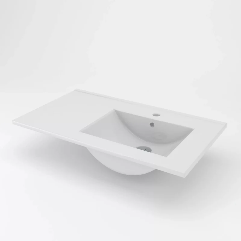 Plan simple vasque déportée droite en céramique 80cm