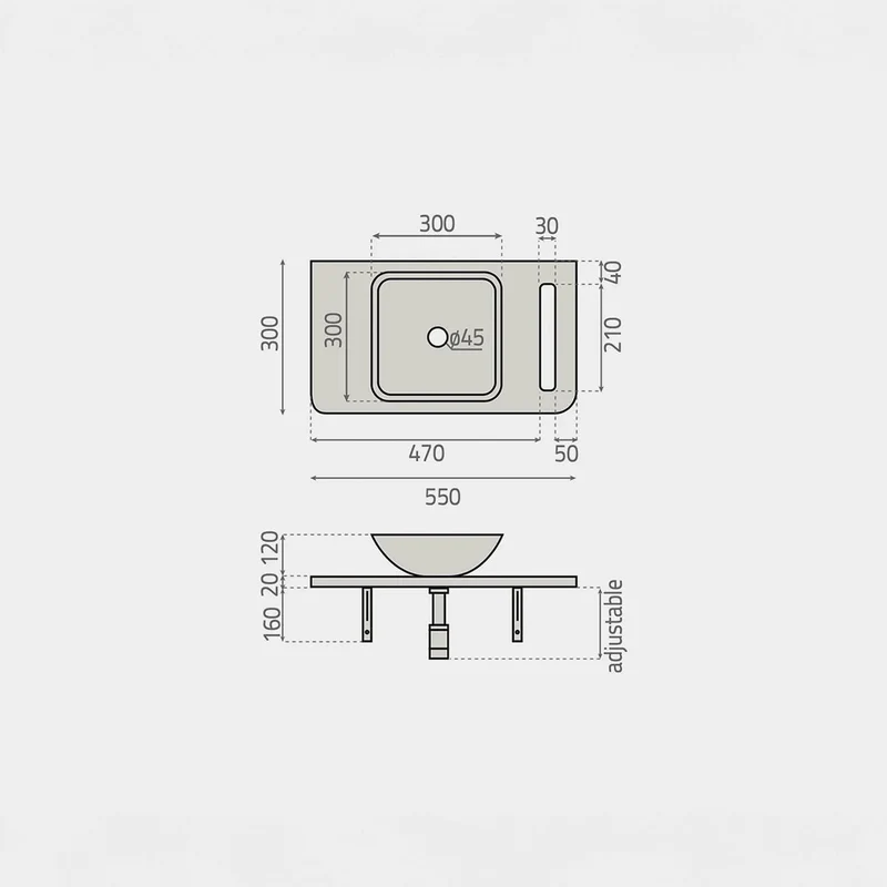 Lavabo con encimera integrada Oregón