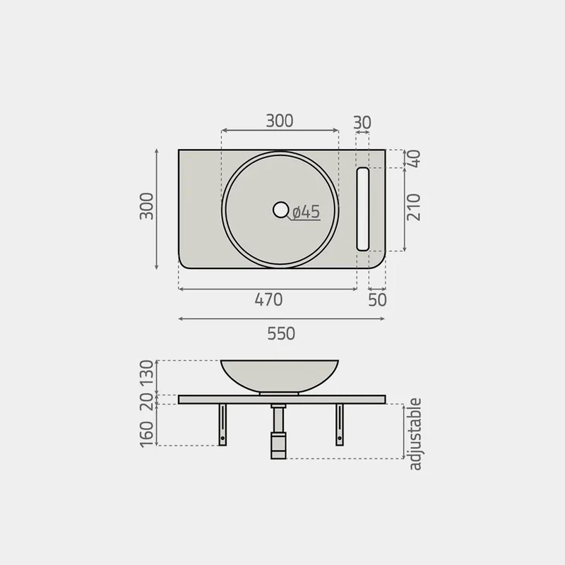 Lavabo sobre encimera pequeño Dakota