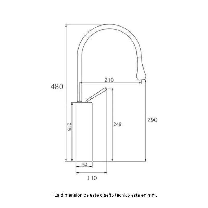 Grifo monomando lavabo alto giratorio CALGARY 48 oro cepillado