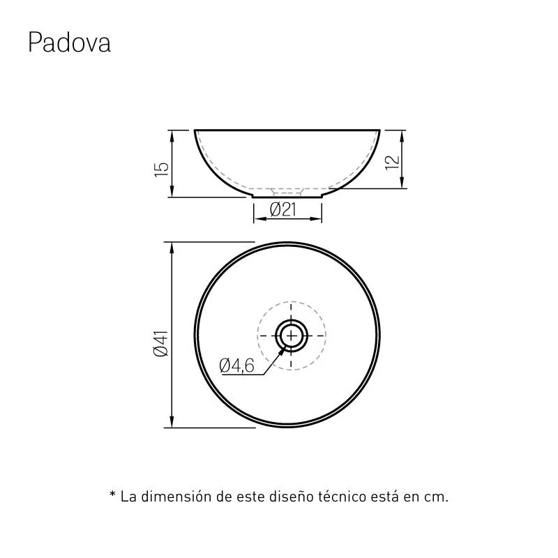 Oferta - Lavabo sobre encimera cerámico PADOVA Ø40 cm