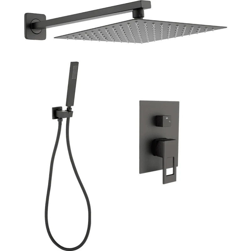 Conjunto de ducha empotrada a pared monomando TELMO negro mate