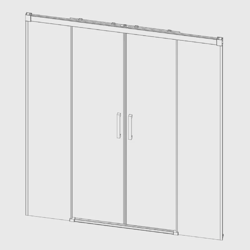 Mampara de ducha frontal 2 Fijos + 2 Puertas Correderas GLASÉ perfil Blanco