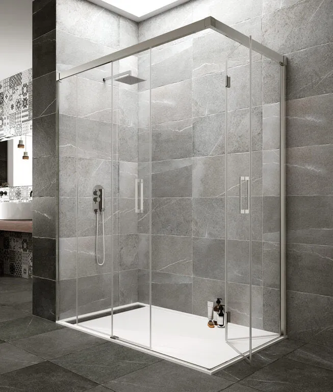 Mampara angular fijo + corredera y plegable TANDEM