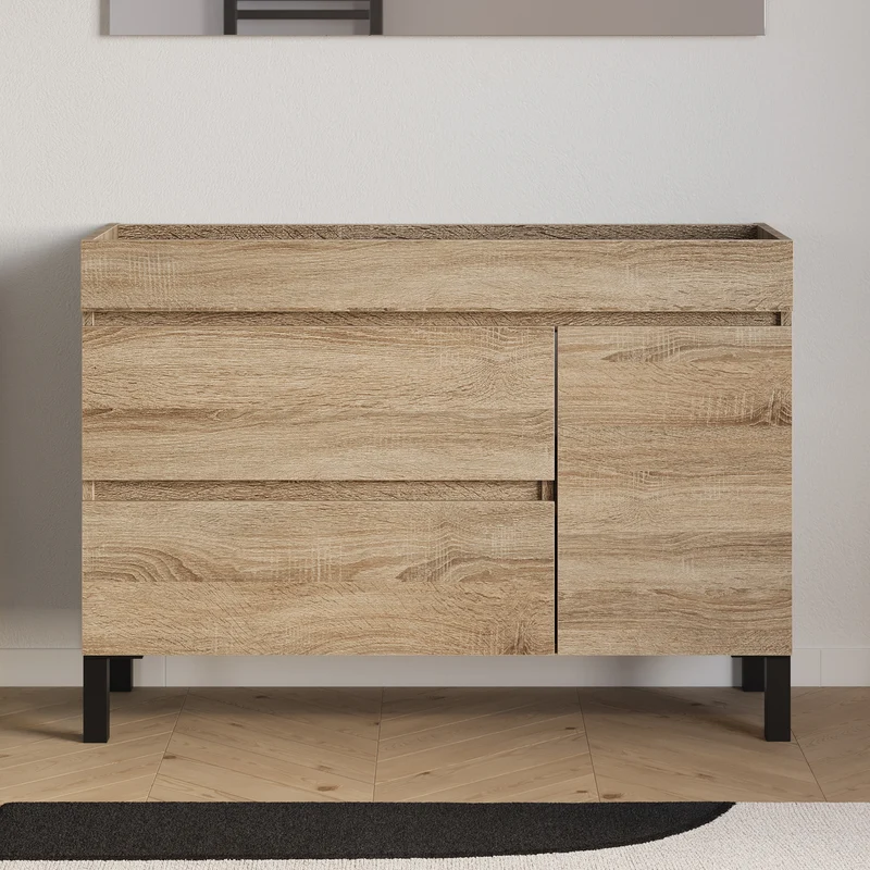 Meuble sous vasque seul, porte et tiroirs, 120cm, pour simple vasque - LAZARO