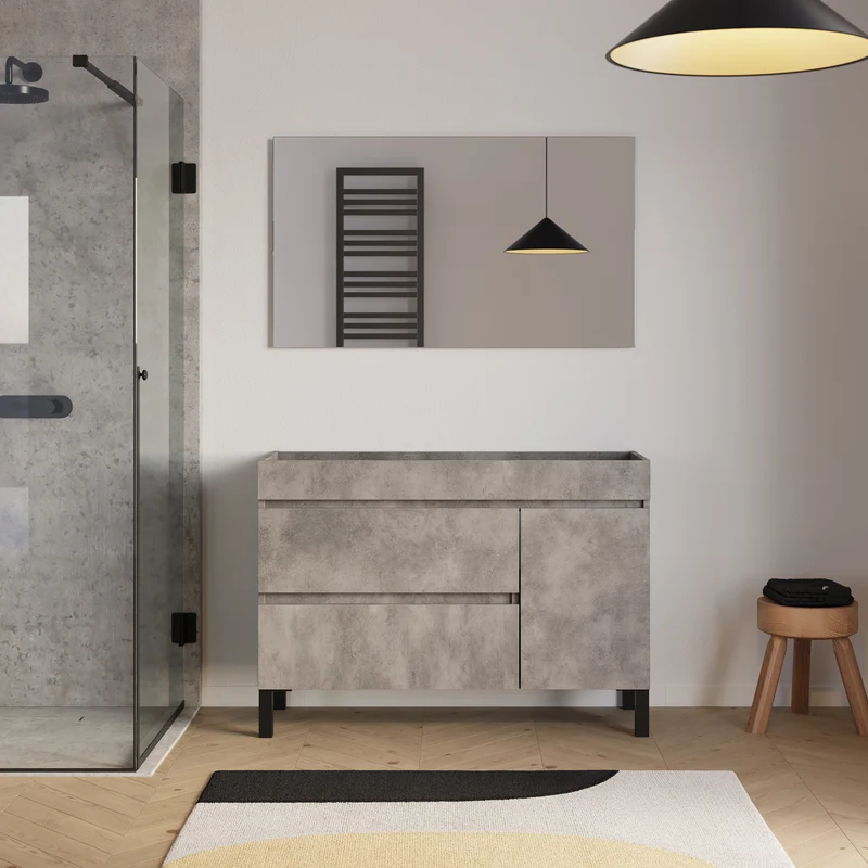 Meuble sous vasque seul, porte et tiroirs, 120cm, pour simple vasque - LAZARO
