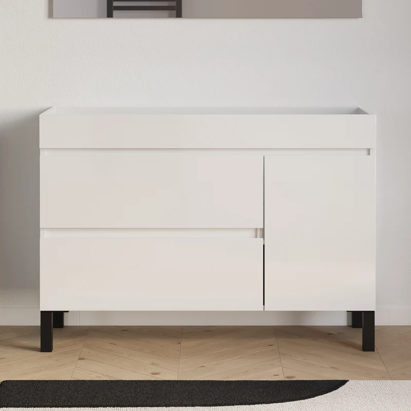 Meuble sous vasque seul, porte et tiroirs, 120cm, pour simple vasque - LAZARO