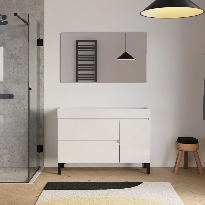 Meuble sous vasque seul, porte et tiroirs, 120cm, pour simple vasque - LAZARO