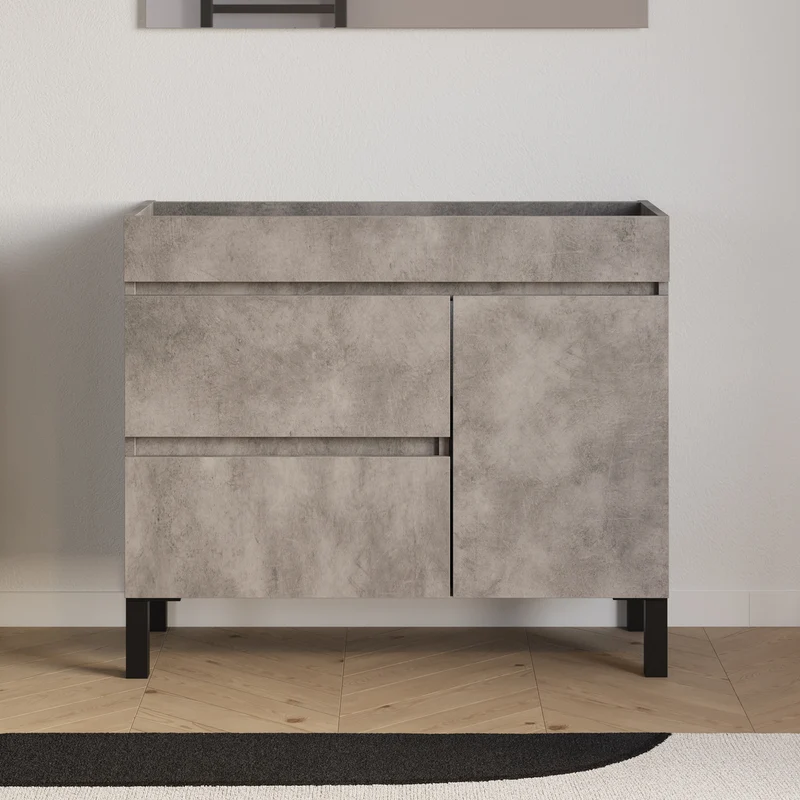 Meuble sous vasque seul, porte et tiroirs, 90cm, pour simple vasque - LAZARO