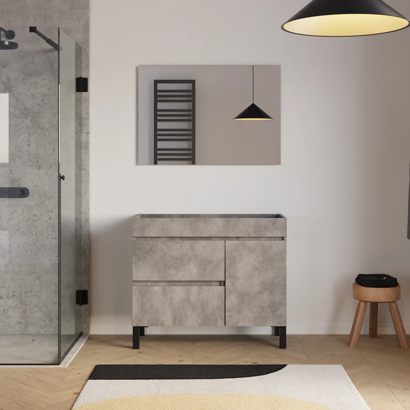 Meuble sous vasque seul, porte et tiroirs, 90cm, pour simple vasque - LAZARO