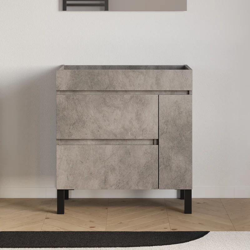 Meuble sous vasque seul, porte et tiroirs, 80cm, pour simple vasque - LAZARO