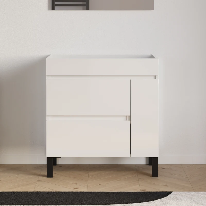 Meuble sous vasque seul, porte et tiroirs, 80cm, pour simple vasque - LAZARO