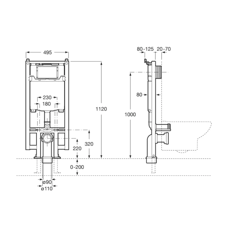 ROCA Duplo WC One Compact - Bastidor IN-WALL