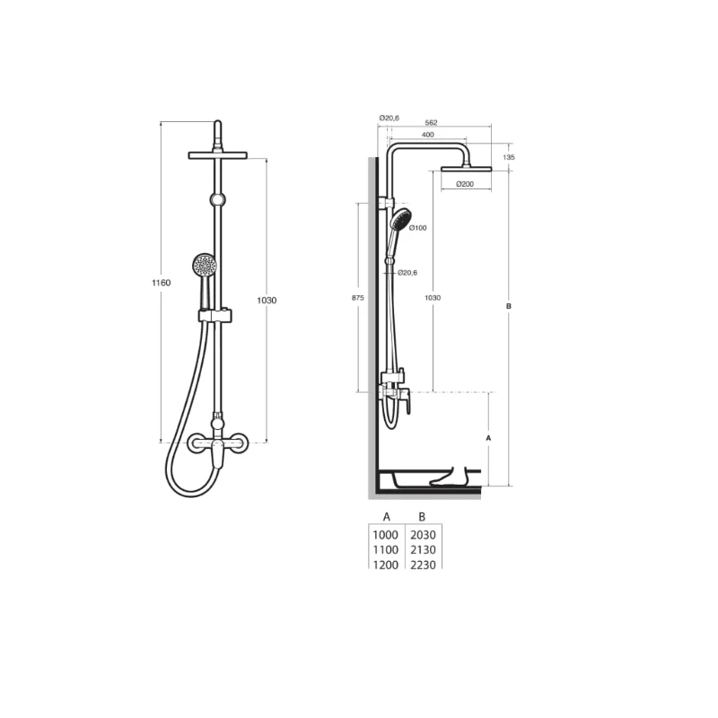 ROCA M-Basic - Columna de ducha monomando VICTORIA con altura fija