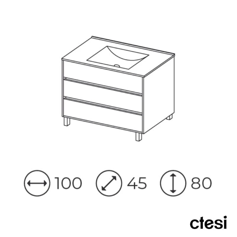Mueble de Lavabo con Patas ALCOA - 100 cm de ancho