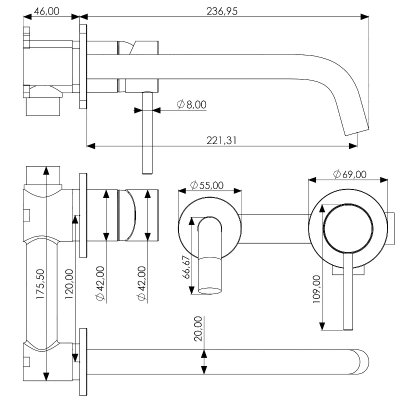Grifo lavabo empotrado DEVA cromado