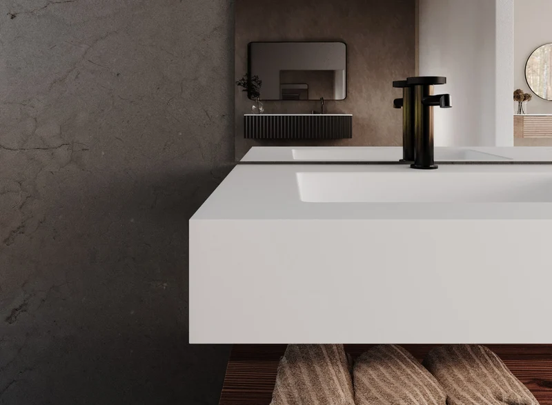 LEX encimera Solid Surface con 1 lavabo y faldón hasta 12 cm
