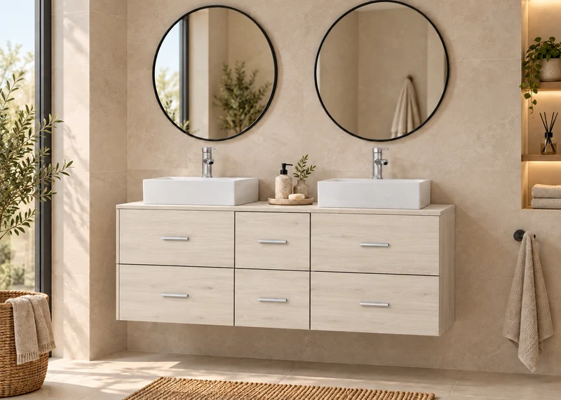 Mueble de baño MILOS 121 con 2 lavabos LIBRA