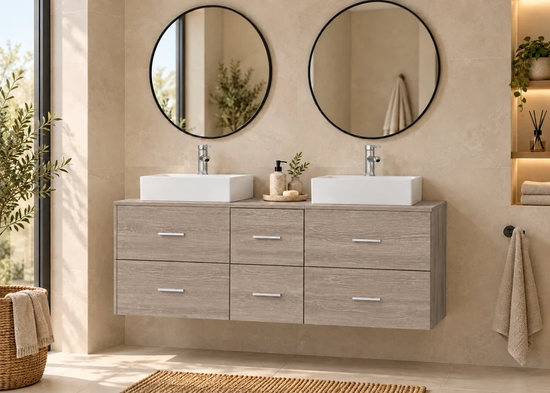 Mueble de baño MILOS 121 con 2 lavabos LIBRA