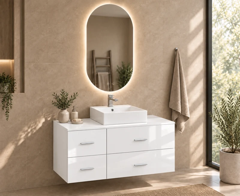 Mueble de baño PAROS con encimera y lavabo Libra sobreencimera