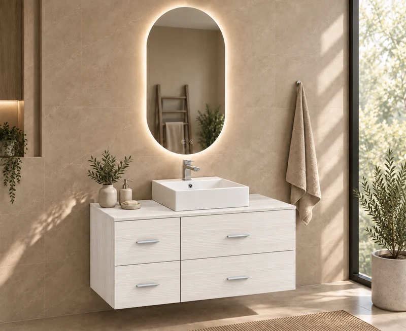 Mueble de baño PAROS con encimera y lavabo Libra sobreencimera