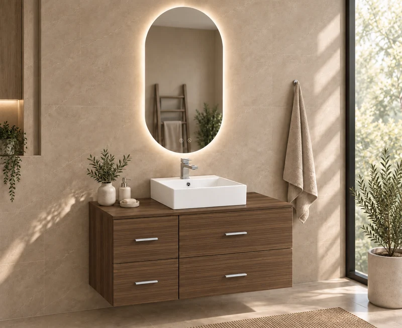 Mueble de baño PAROS con encimera y lavabo Libra sobreencimera