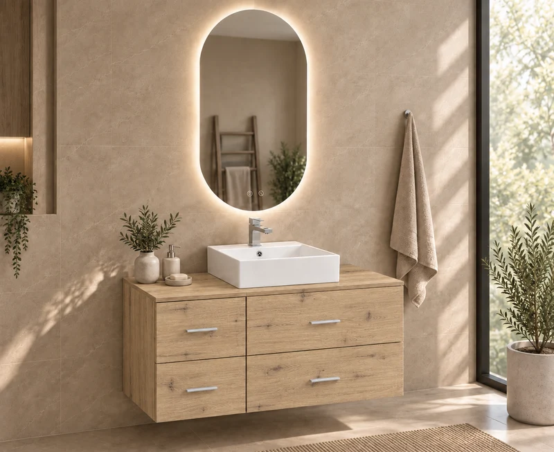 Mueble de baño PAROS con encimera y lavabo Libra sobreencimera