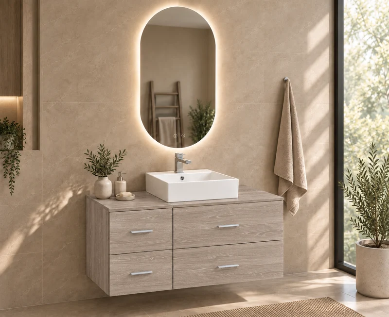 Mueble de baño PAROS con encimera y lavabo Libra sobreencimera