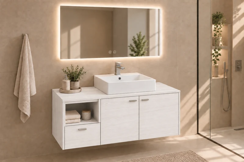 Mueble de baño NAXOS con encimera y lavabo Libra sobreencimera