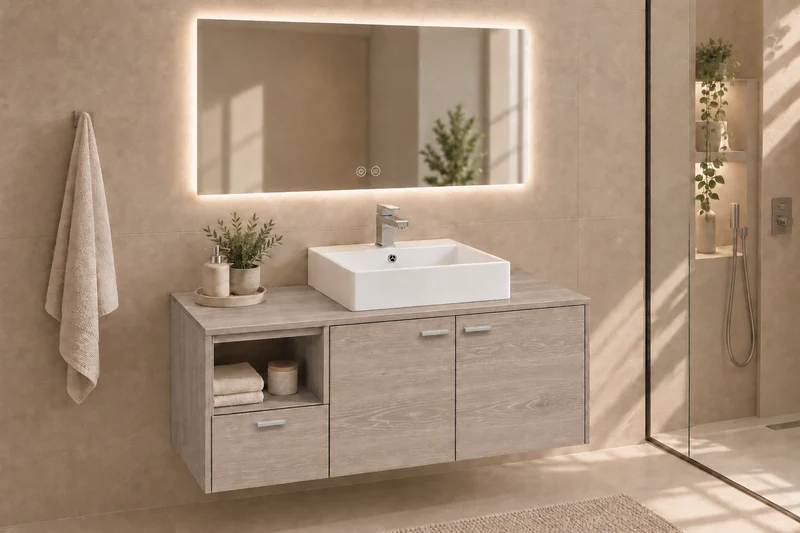 Mueble de baño NAXOS con encimera y lavabo Libra sobreencimera