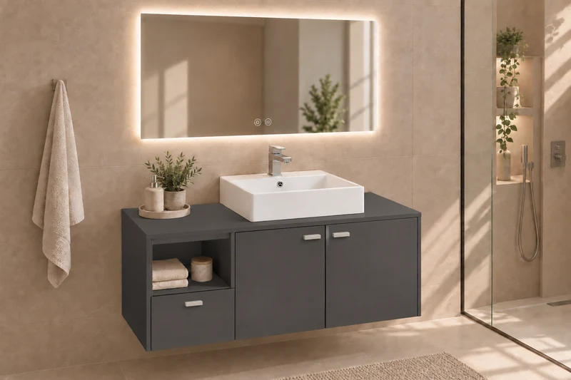 Mueble de baño NAXOS con encimera y lavabo Libra sobreencimera