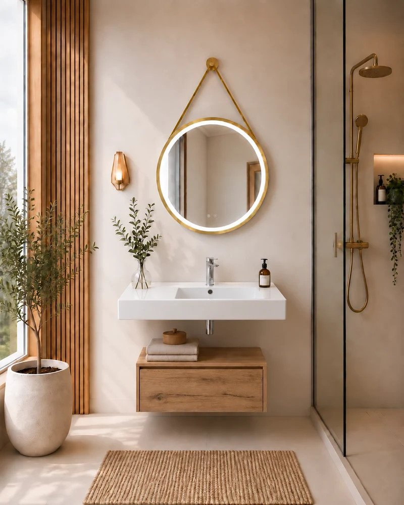 Conjunto de lavabo Cerámica NAKO 70x50 con módulo suspendido 61x46 color estepa