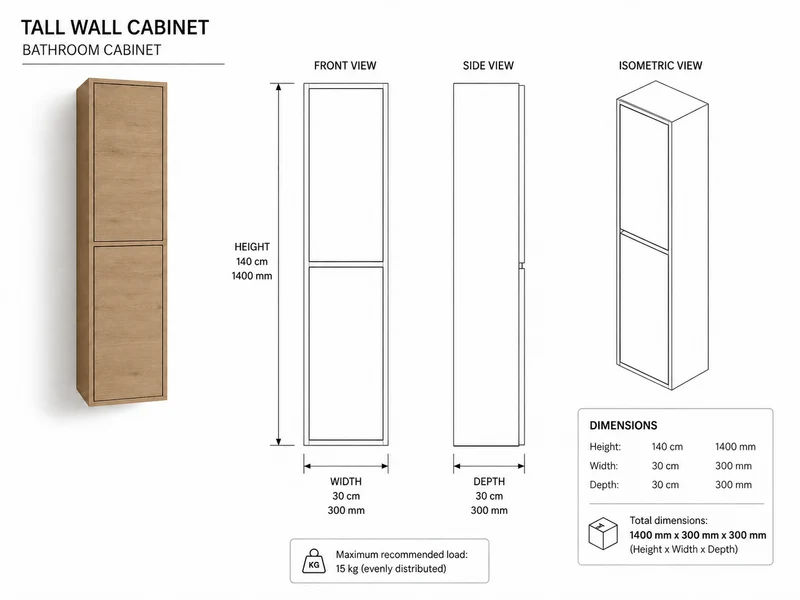 Kit mueble de baño VOLUM con lavabo + espejo LED + columna 140 cm + grifo monomando – Estepa – 80/100/120 cm