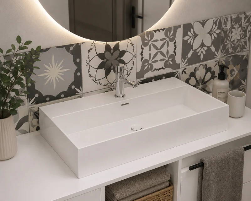 Lavabo porcelana sobre encimera GEMINI