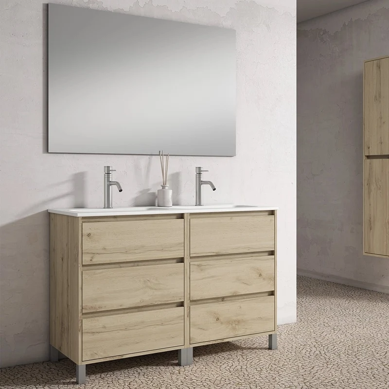 Conjunto mueble baño y lavabo 2 senos Jade