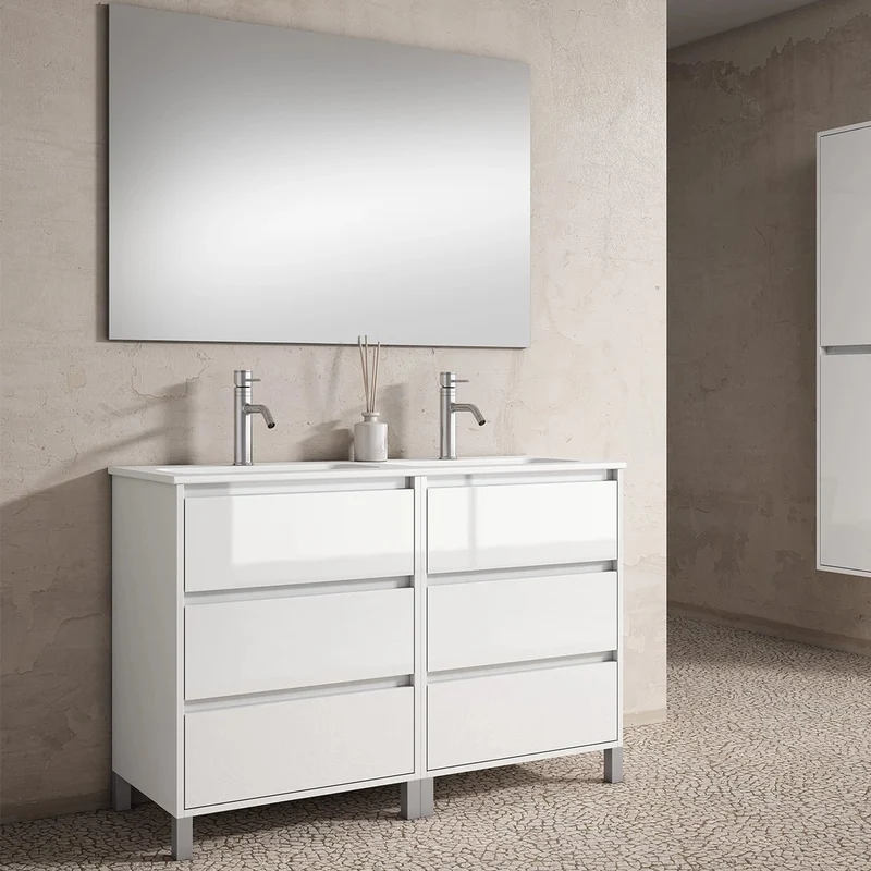 Conjunto mueble baño y lavabo 2 senos Jade