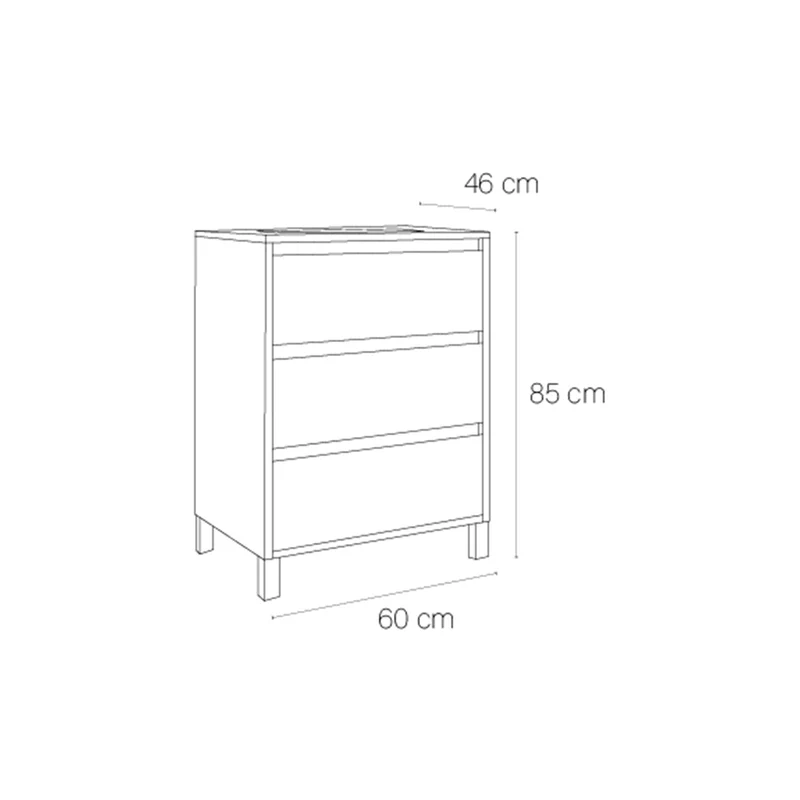 Mueble baño 3 cajones con patas Jade