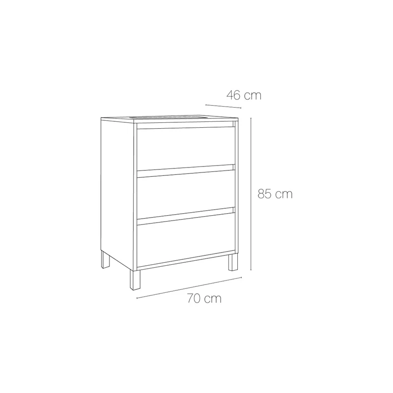 Mueble baño 3 cajones con patas Jade
