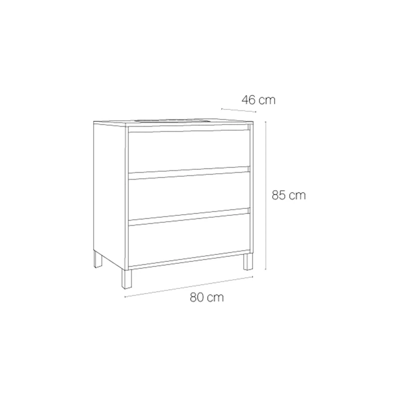 Mueble baño 3 cajones con patas Jade