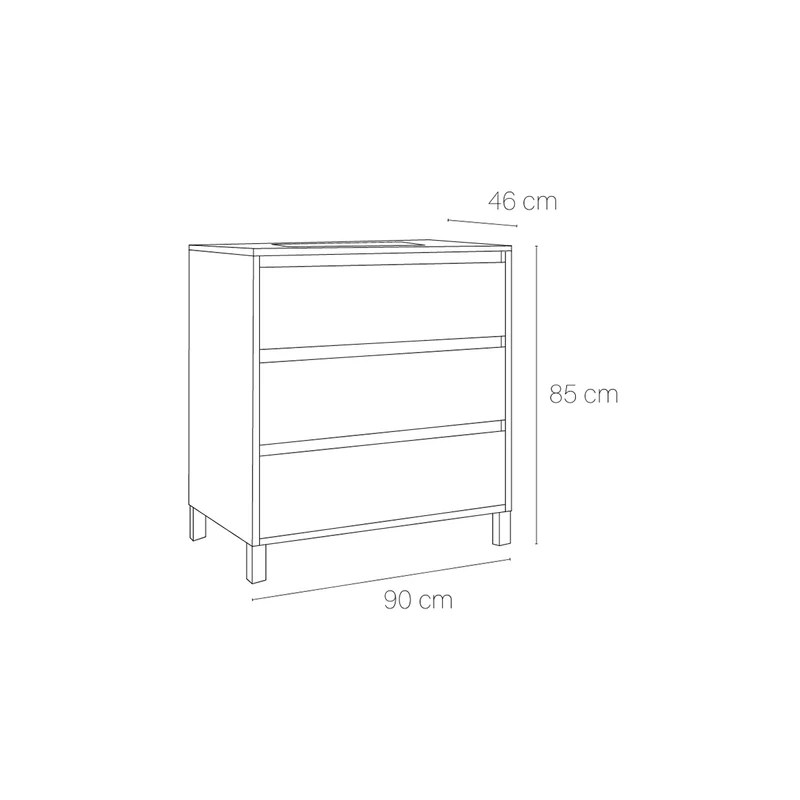Mueble baño 3 cajones con patas Jade