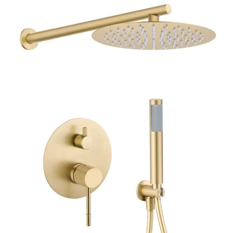 Conjunto de ducha empotrada a pared monomando TRAPA oro mate
