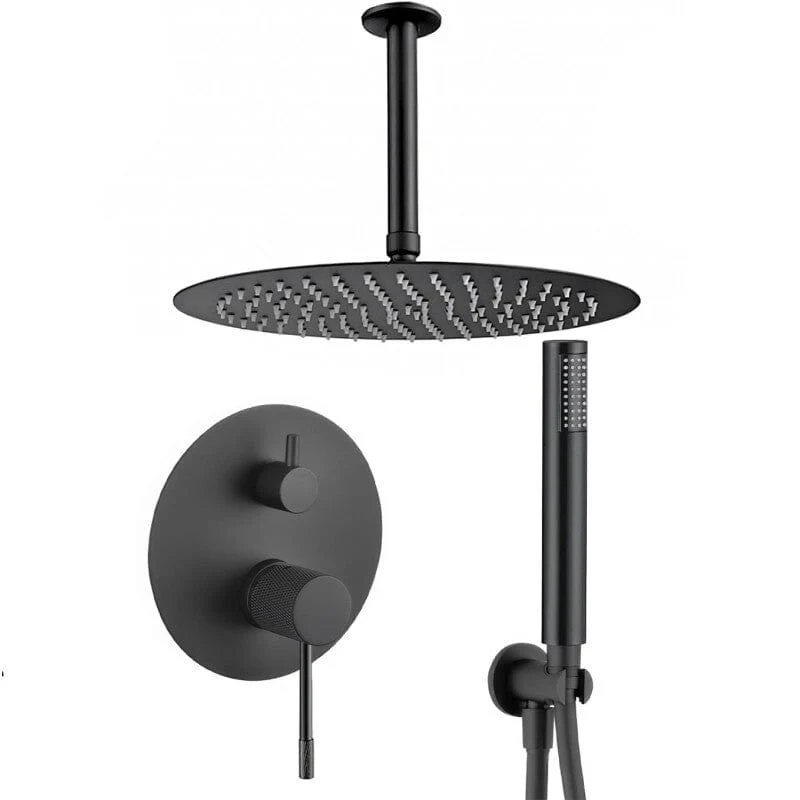 Conjunto de ducha monomando empotrada a techo TRAPA negro mate