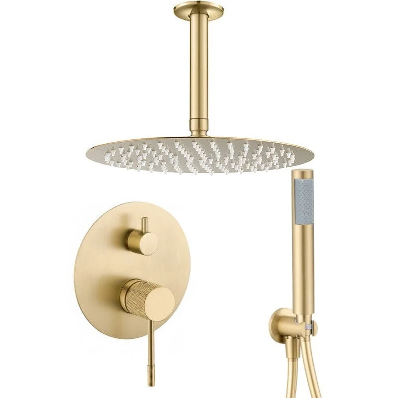 Conjunto de ducha monomando empotrada a techo TRAPA oro mate
