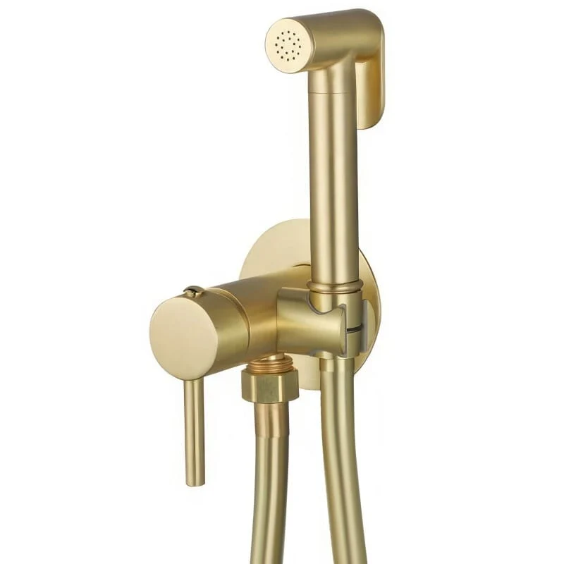 Grifo de bidet empotrado ORANI redondo dorado cepillado