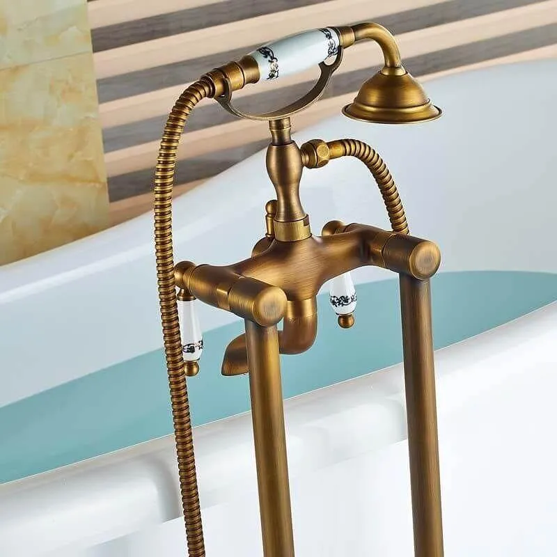 Grifo bañera de pie retro FLORINA dorado envejecido