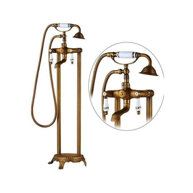 Grifo bañera de pie retro FLORINA dorado envejecido