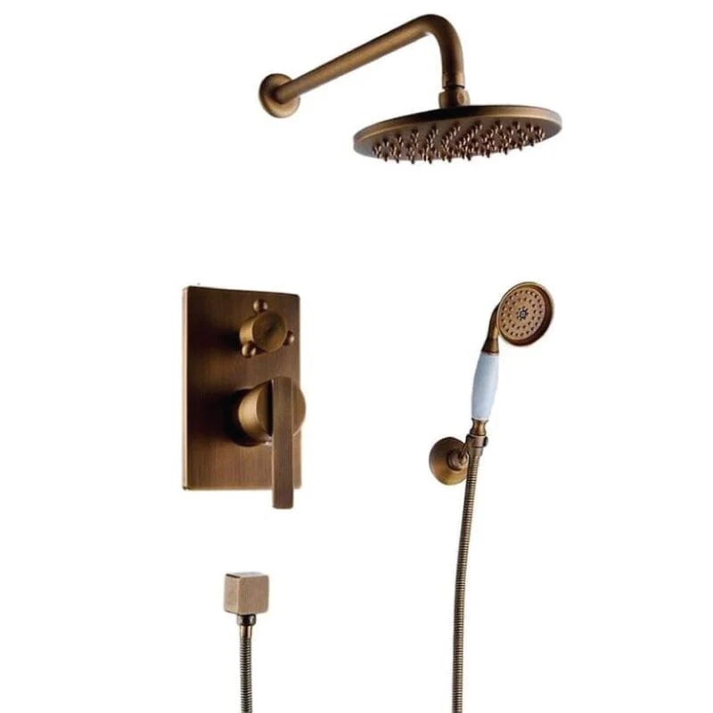 Conjunto de ducha empotrada monomando a pared FLORINA dorado envejecido