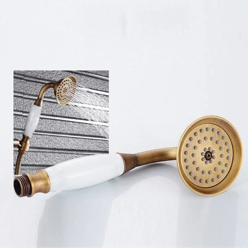 Conjunto de ducha empotrada monomando a pared FLORINA dorado envejecido